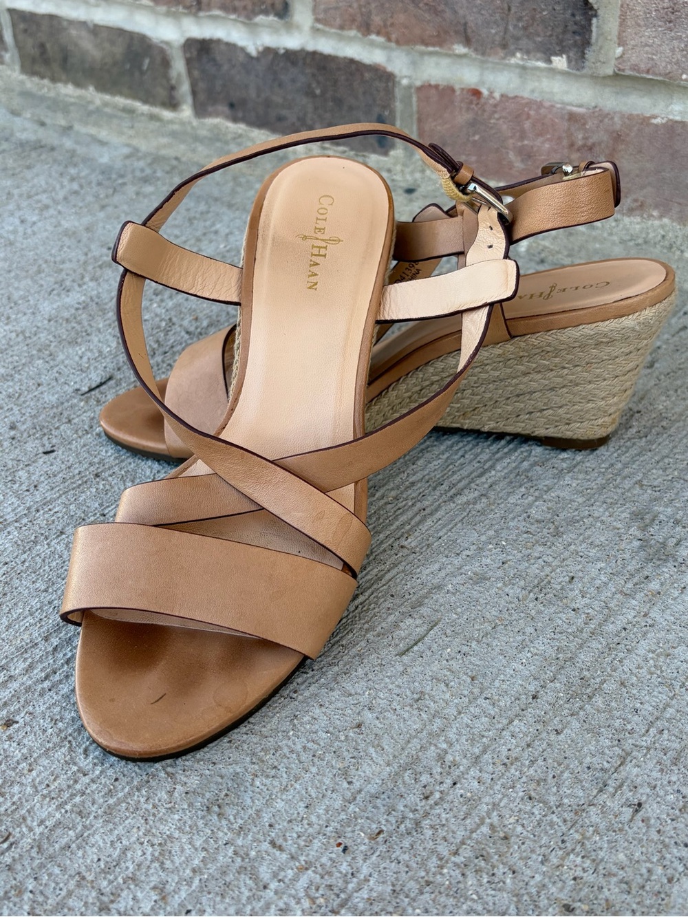 Cole Haan Taylor Wedge Espadrille tan size 7 strappy